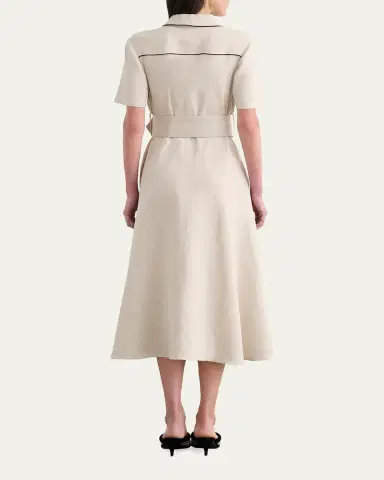 Toccin Jean Linen-Blend Belted A-Line Midi Shirtdress | Thumbnail 3