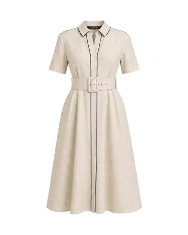 Toccin Jean Linen-Blend Belted A-Line Midi Shirtdress | Thumbnail 1