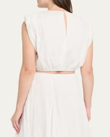 Toccin Sirelle Linen-Cotton Crop Top | Thumbnail 3