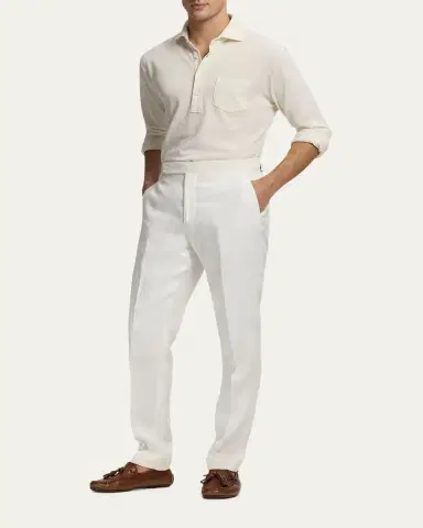 Ralph Lauren Purple Label Men's Garment Washed Long-Sleeve Polo Shirt | Thumbnail 2 Ralph Lauren Purple Label Men's Garment Washed Long-Sleeve Polo Shirt | Thumbnail 2