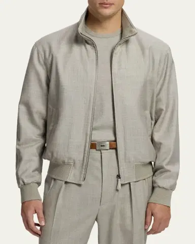 Ralph Lauren Purple Label Men's Felton Cashmere-Silk Flight Jacket | Thumbnail 4 Ralph Lauren Purple Label Men's Felton Cashmere-Silk Flight Jacket | Thumbnail 4
