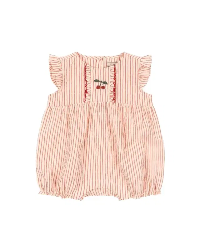 Girl's Ellie Ruffled Seersucker Romper, Size 0M-18M