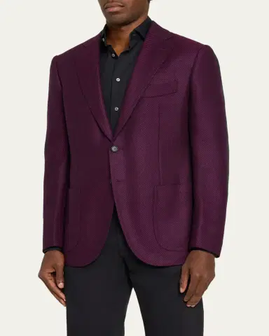 Cesare Attolini Men's Cashmere Diagonal-Texture Single-Breasted Sport Coat | Thumbnail 4 Cesare Attolini Men's Cashmere Diagonal-Texture Single-Breasted Sport Coat | Thumbnail 4