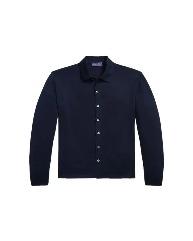 Ralph Lauren Purple Label Men's Cotton Knit Button-Down Shirt