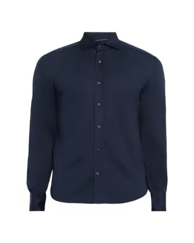 Brunello Cucinelli Men's Silk and Cotton Jersey Long-Sleeve Polo Shirt | Thumbnail 1 Brunello Cucinelli Men's Silk and Cotton Jersey Long-Sleeve Polo Shirt | Thumbnail 1