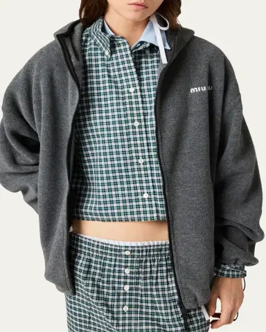 Miu Miu Fleece Zip Hooded Jacket | Thumbnail 3