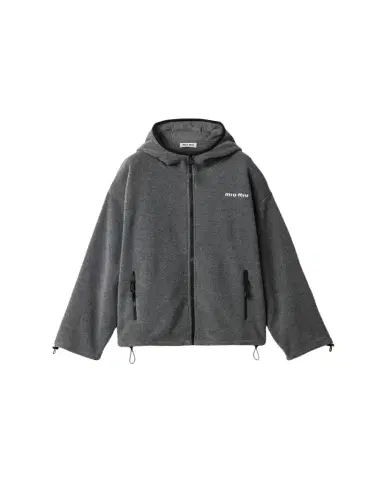 Miu Miu Fleece Zip Hooded Jacket | Thumbnail 1