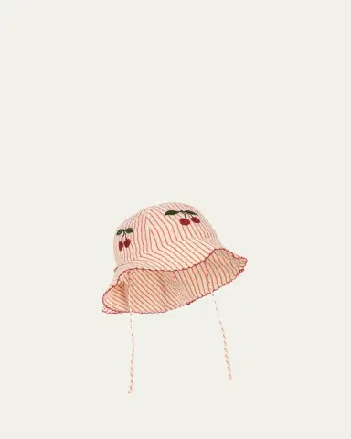 Konges Slojd Girl's Ellie Striped Cherry Sun Hat, Size 0M-8 | Thumbnail 2