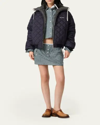 Miu Miu Sherpa-Lined Quilted Jacket | Thumbnail 2 Miu Miu Sherpa-Lined Quilted Jacket | Thumbnail 2