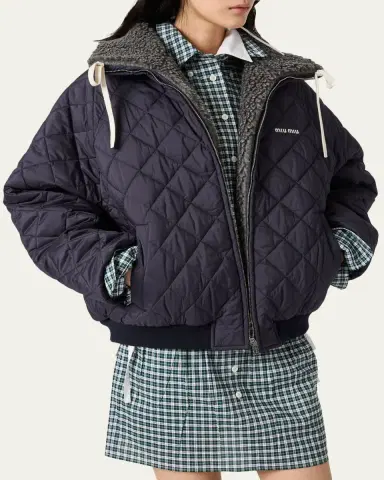 Miu Miu Sherpa-Lined Quilted Jacket | Thumbnail 3 Miu Miu Sherpa-Lined Quilted Jacket | Thumbnail 3