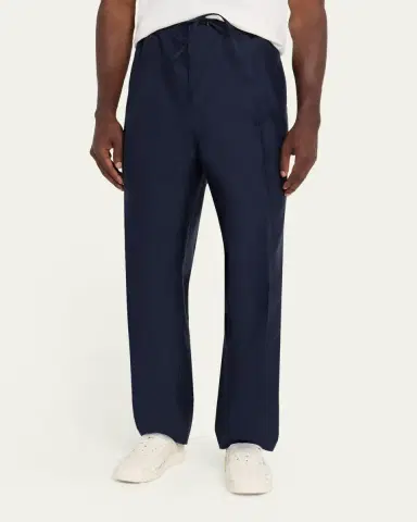 Bottega Veneta Men's Washed Cotton and Silk Relaxed Drawstring Pants | Thumbnail 4 Bottega Veneta Men's Washed Cotton and Silk Relaxed Drawstring Pants | Thumbnail 4
