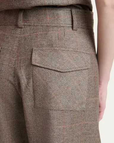 Kiton Wool-Cashmere Check Barrel-Leg Trousers | Thumbnail 5