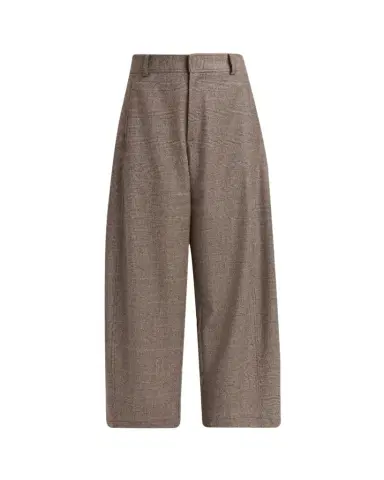 Kiton Wool-Cashmere Check Barrel-Leg Trousers | Thumbnail 1