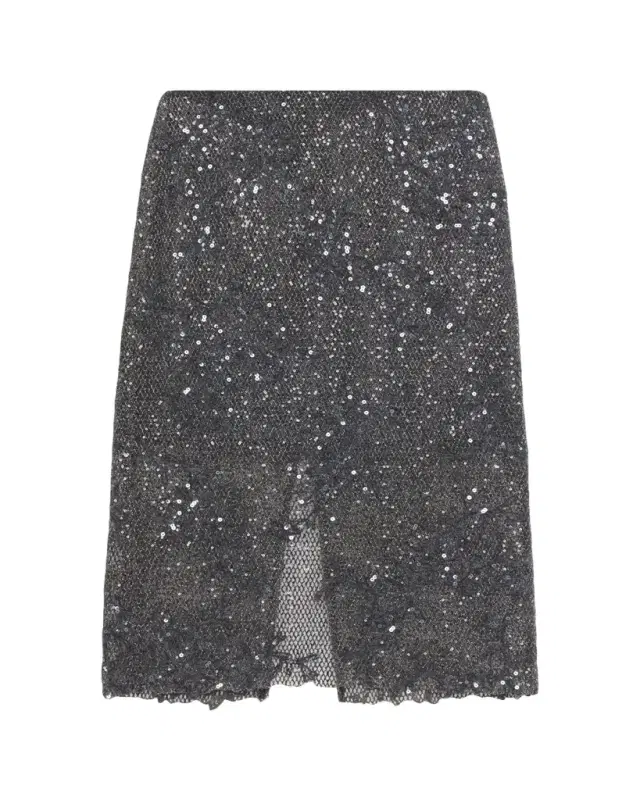 Brunello Cucinelli Lace Glow Embroidered Midi Skirt