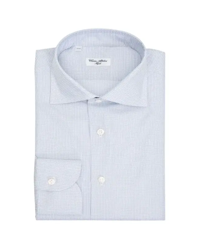 Cesare Attolini Men's Micro-Plaid Cotton Dress Shirt