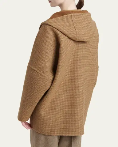 Kiton Houndstooth Wool-Cashmere Hooded Overcoat | Thumbnail 3 Kiton Houndstooth Wool-Cashmere Hooded Overcoat | Thumbnail 3