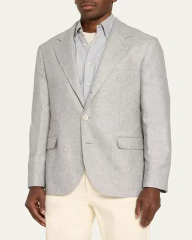 Brunello Cucinelli Men's Cavallery Silk and Cashmere Single-Breasted Sport Coat | Thumbnail 4