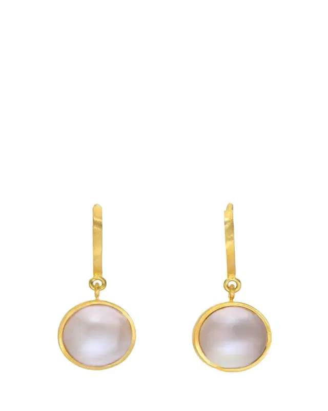DARIUS 18K Yellow Gold Freshwater Pearl Drop Hoop Earrings