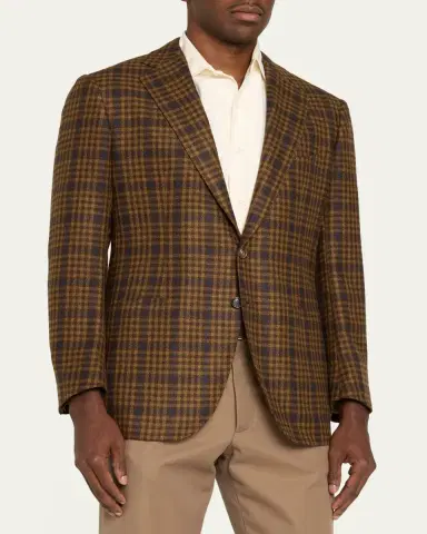 Cesare Attolini Men's Cashmere Plaid Single-Breasted Sport Coat | Thumbnail 4