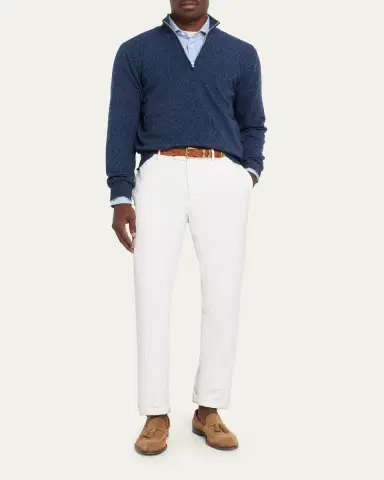 Brunello Cucinelli Men's Cashmere Mouline Quarter-Zip Sweater | Thumbnail 2
