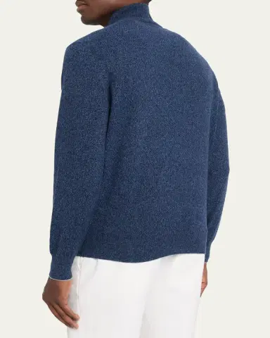 Brunello Cucinelli Men's Cashmere Mouline Quarter-Zip Sweater | Thumbnail 3