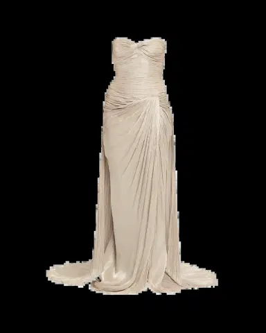 MARMAR HALIM Strapless Metallic Plisse Draped Slit Gown | Thumbnail 2 MARMAR HALIM Strapless Metallic Plisse Draped Slit Gown | Thumbnail 2