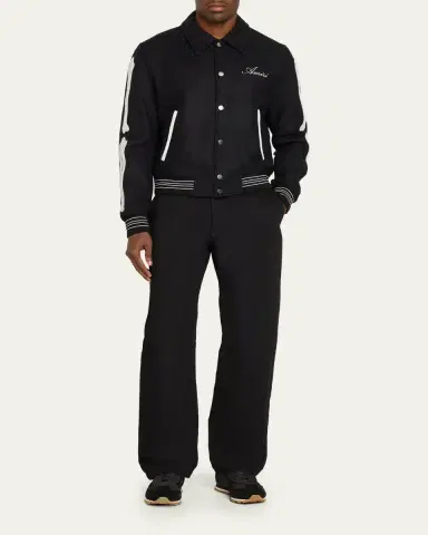 AMIRI Men's Wool Bones Snap-Front Blouson | Thumbnail 2
