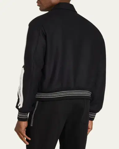 AMIRI Men's Wool Bones Snap-Front Blouson | Thumbnail 3