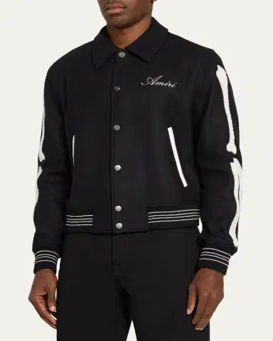 AMIRI Men's Wool Bones Snap-Front Blouson | Thumbnail 4