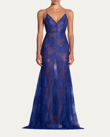 Alex Perry Plunging Sheer Lace Bikini Gown | Thumbnail 2 Alex Perry Plunging Sheer Lace Bikini Gown | Thumbnail 2