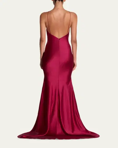 Alex Perry Halter Silk Satin Trumpet Gown | Thumbnail 3