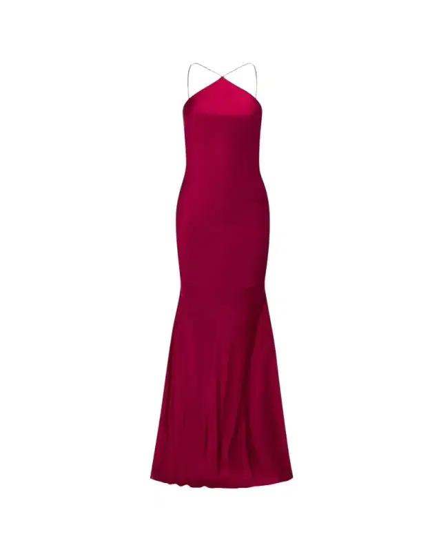 Alex Perry Halter Silk Satin Trumpet Gown