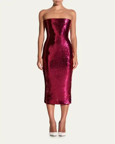 Alex Perry Strapless Sequined Mesh Midi Cocktail Dress | Thumbnail 2 Alex Perry Strapless Sequined Mesh Midi Cocktail Dress | Thumbnail 2