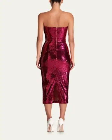Alex Perry Strapless Sequined Mesh Midi Cocktail Dress | Thumbnail 3 Alex Perry Strapless Sequined Mesh Midi Cocktail Dress | Thumbnail 3