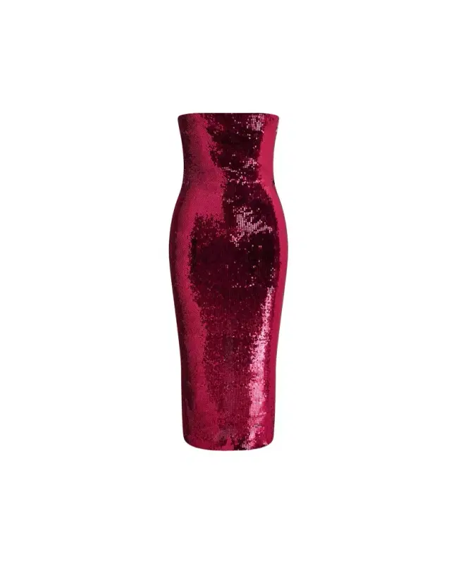 Alex Perry Strapless Sequined Mesh Midi Cocktail Dress