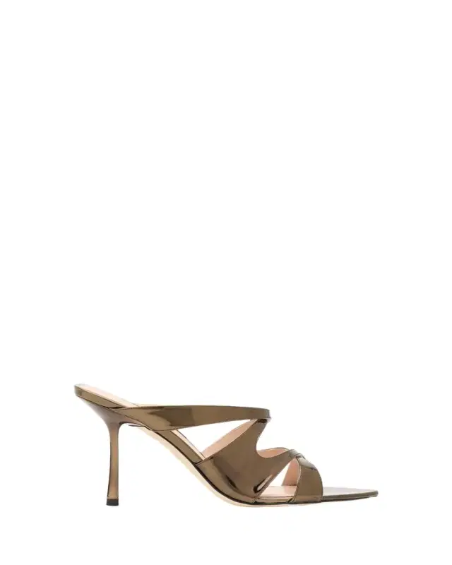 Stuart Weitzman 85mm Rubie Metallic Leather Mule Sandals