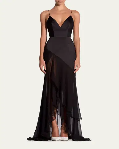 Alex Perry Plunging Panelled Silk Bikini Gown | Thumbnail 2 Alex Perry Plunging Panelled Silk Bikini Gown | Thumbnail 2