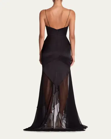 Alex Perry Plunging Panelled Silk Bikini Gown | Thumbnail 3 Alex Perry Plunging Panelled Silk Bikini Gown | Thumbnail 3