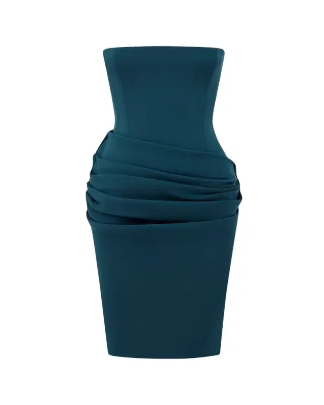 Alex Perry Strapless Draped Stretch Crepe Longline Dress