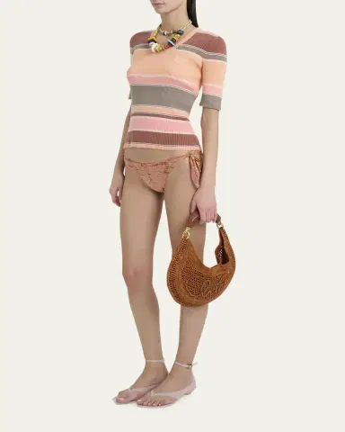 Chloé Summer Banana Top-Handle Bag in Crochet Fabric | Thumbnail 5 Chloé Summer Banana Top-Handle Bag in Crochet Fabric | Thumbnail 5