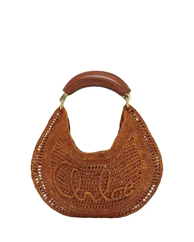 Chloe Summer Banana Top-Handle Bag in Crochet Fabric