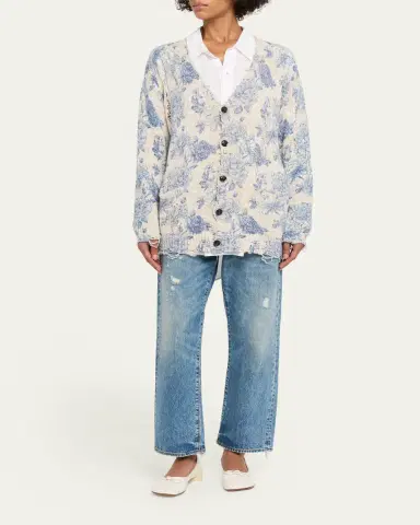R13 Printed Boyfriend Cardigan | Thumbnail 2 R13 Printed Boyfriend Cardigan | Thumbnail 2