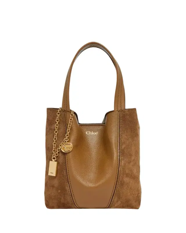 Chloe Spin Mini Tote Bag in Leather and Suede