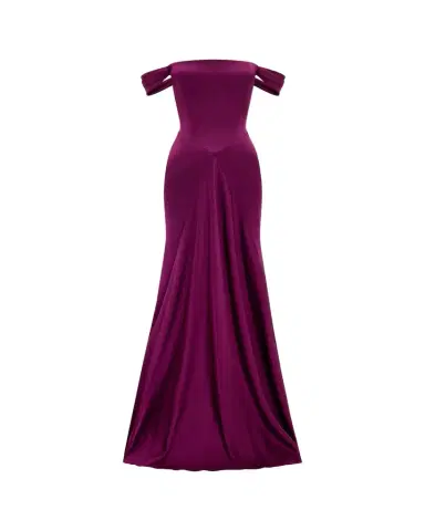 Alex Perry Off-The-Shoulder Paneled Satin Crepe Gown | Thumbnail 1