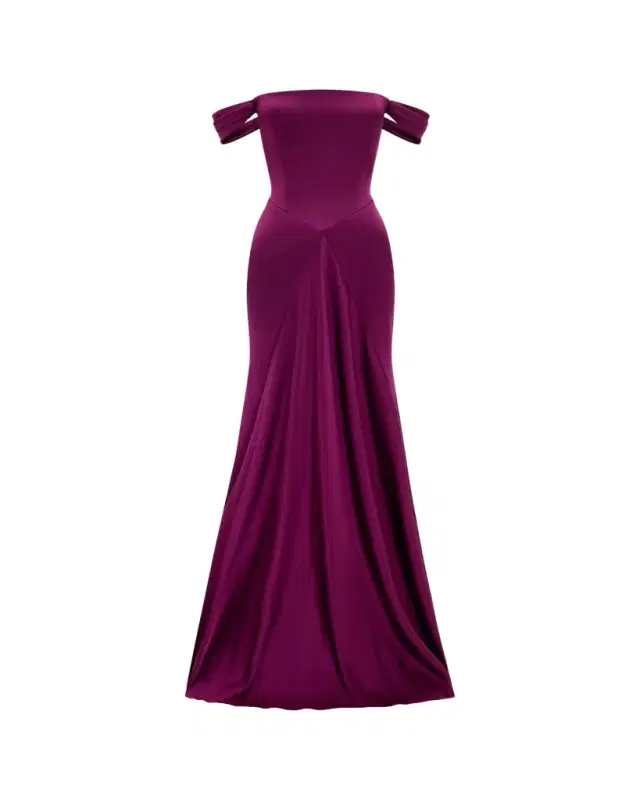 Alex Perry Off-The-Shoulder Paneled Satin Crepe Gown