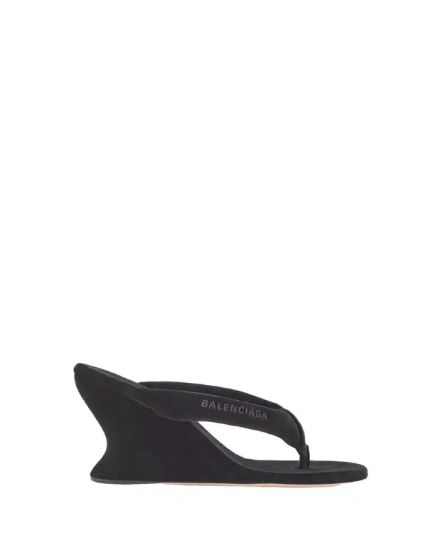 Balenciaga 90mm Gaeta Velvet Wedge Thong Sandals