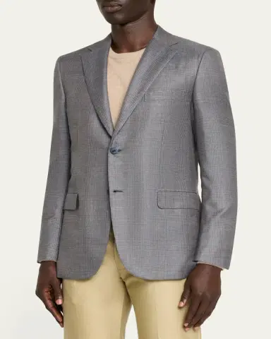 Brioni Men's Prince of Wales Single-Breasted Sport Coat | Thumbnail 4 Brioni Men's Prince of Wales Single-Breasted Sport Coat | Thumbnail 4