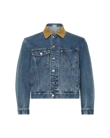 JW Anderson Mens Corduroy-Collar Twisted Pocket Denim Jacket | Thumbnail 1