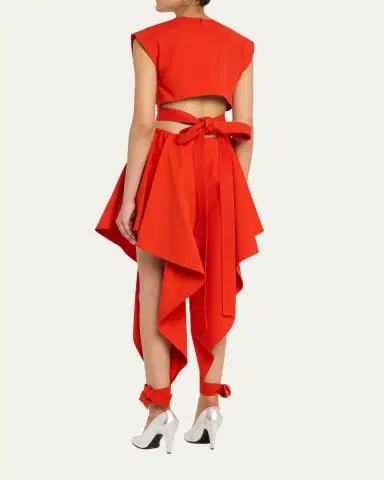 Alaïa Cap-Sleeve Belted Cotton Gabardine Crop Top | Thumbnail 3 Alaïa Cap-Sleeve Belted Cotton Gabardine Crop Top | Thumbnail 3