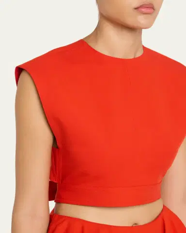 Alaïa Cap-Sleeve Belted Cotton Gabardine Crop Top | Thumbnail 5 Alaïa Cap-Sleeve Belted Cotton Gabardine Crop Top | Thumbnail 5